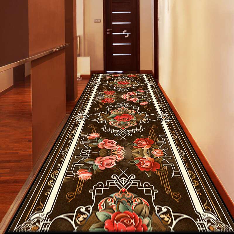 European Style Luxury Runner Hallway Carpet Decoration Hall Long Corridor Anti Slip Rugs Customizable Stairs Aisle Washable Mat