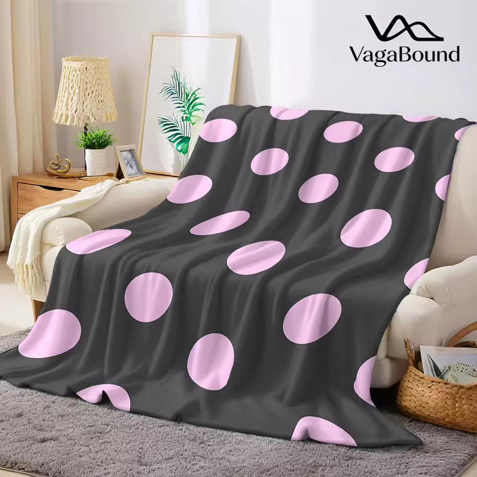 Pink Dot Flannel Blanket Warm Soft Halloween Christmas Decorative Couch Warm Cozy All-Season Gift