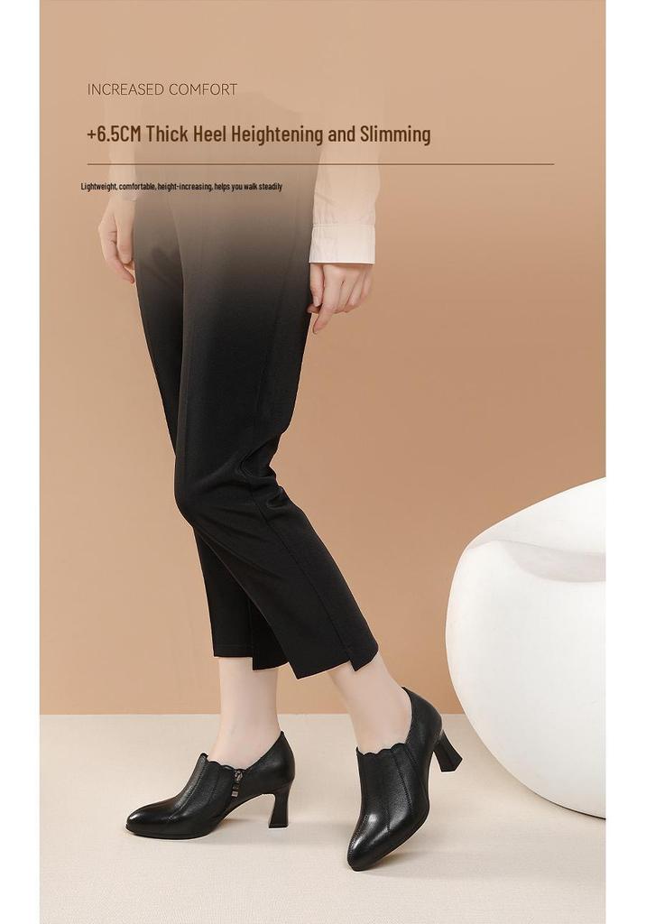 Red Dragonfly Women's Chunky Heel Nude Short Boots: Genuine Leather, High Heels, for 2024 Autumn/Winter Collection.