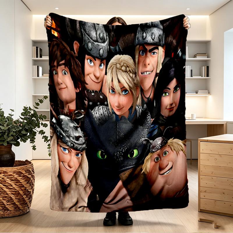 How to Train Your Dragon Print Blanket - Soft & Comfortable, for Bedroom, Travel, Sofa, Home Decoration - Birthday Christmas Gift for Friend