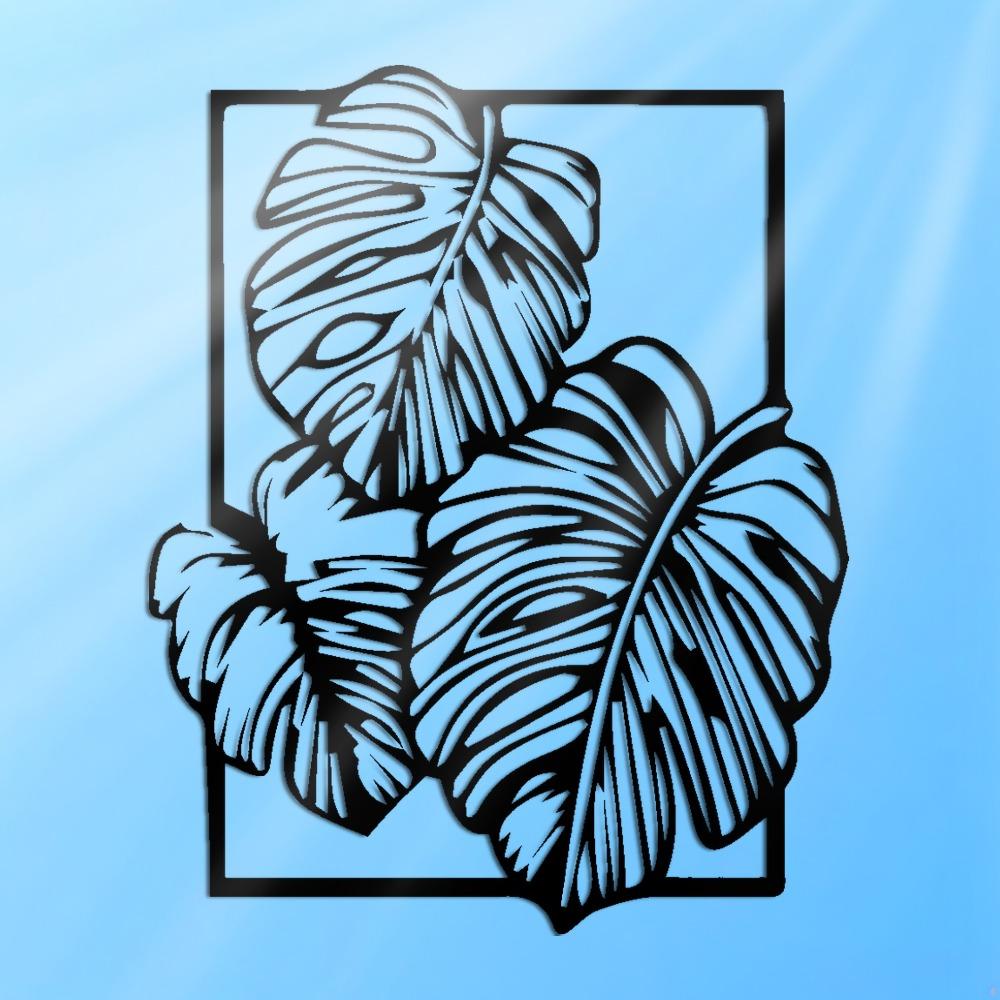 1pc Large Black Iron Laser Cut Monstera Leaf Wall Art Decor, Heavy Duty Metal for Living Room Bedroom, Modern Minimalist Housewarming Gift