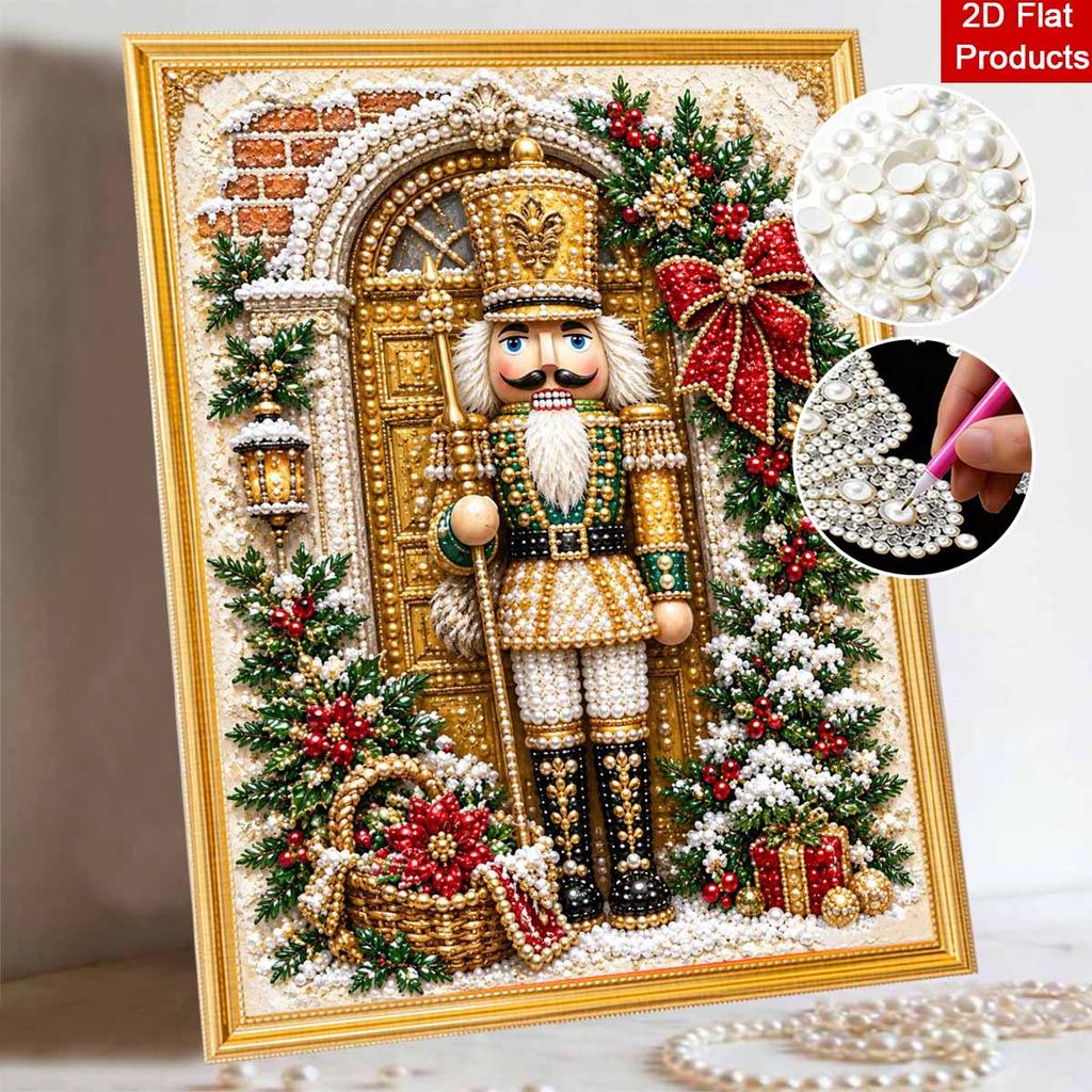 DIY Pearl and Diamond Painting Kit. Christmas Nutcracker Soldier theme. suitable for beginners. festive home wall decoration. handmade gift.