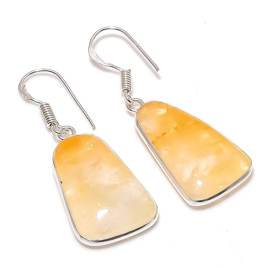 Natural Yellow Aventurine 925 Sterling Silver Jewelry Earring 1.77 AE-12497