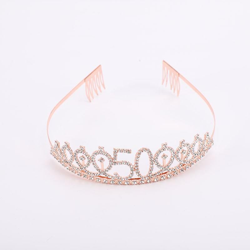 First Birthday Number Crown Water Diamond Headband  Ball Hair Accessory Anti Slip Cake  Decoration Alloy Hair Band