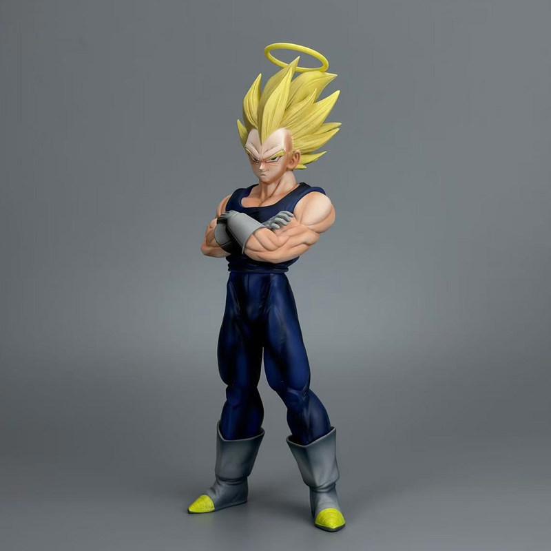 Ball Dragon Vegeta Anime Action Figure Double Head Sculpture Crossed Arms Super Saiyan Anime Desktop Decor Statue Model Doll Toy