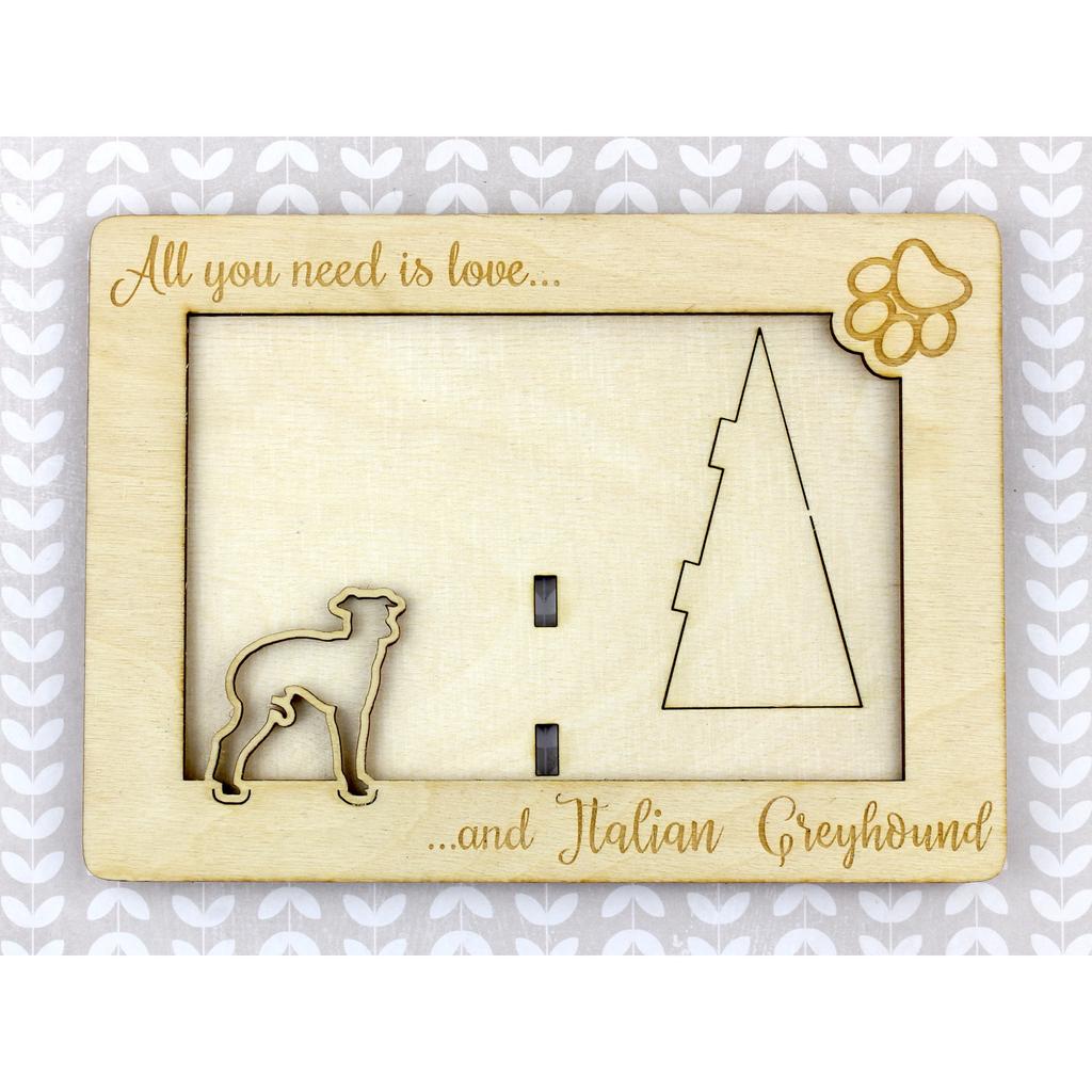 Italian Greyhound, Italian Sighthound - Photo frame, engraved wooden frame, a lovely gadget for the dog lover by Art-Dog