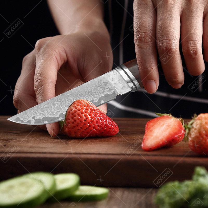 WXCOO Damascus Stainless Steel Butcher Knife Kitchen Knife Meat Cleaver Multifunctional BBQ Meat Cutting Boning Knife Sheath