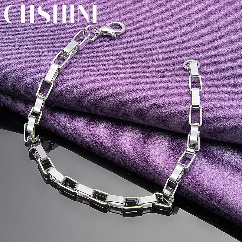 CHSHINE 925 Sterling Silver Square Chain Bracelet For Women Wedding Party Fashion Charm Jewelry