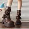 Black Small Rubber Square Heel Medium Heel Women's New Winter Retro Trouser Boots Versatile Fashion Boots