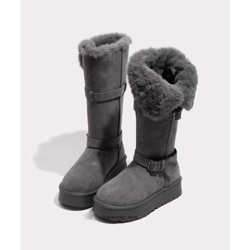 New Buckle Warm Cotton Shoes, Mid-length Snow Boots for Women