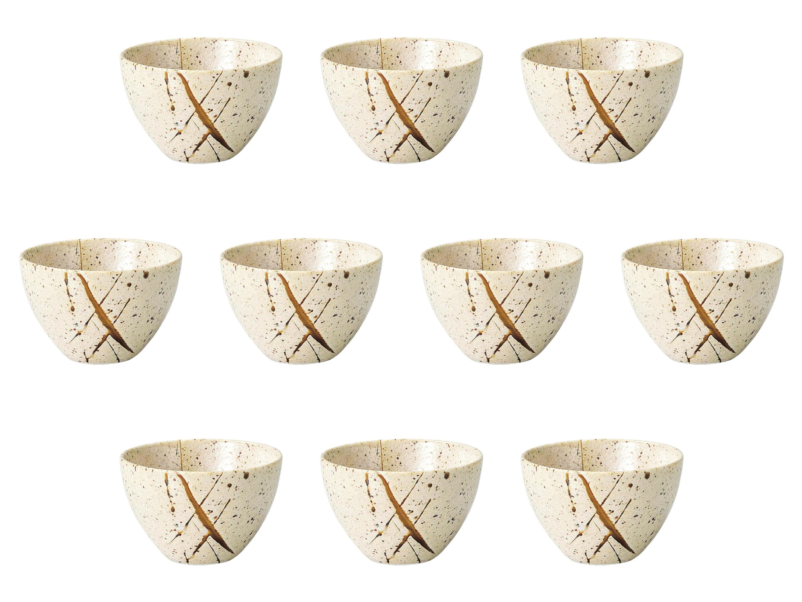 

Set of 10 Bowls x Rice Bowl Setomonohonpo Ame-Nagashi 3.8 [11.5 7.5cm]