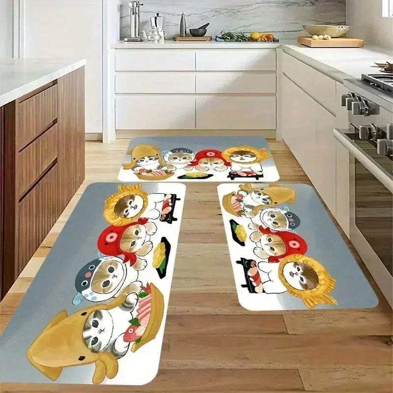 1PC Beach&Wave Pattern Door Mats Kitchen Rugs Non-Slip Pop Design Living Room Rugs Bath Mat Carpet for Home Sink Laundry Decor