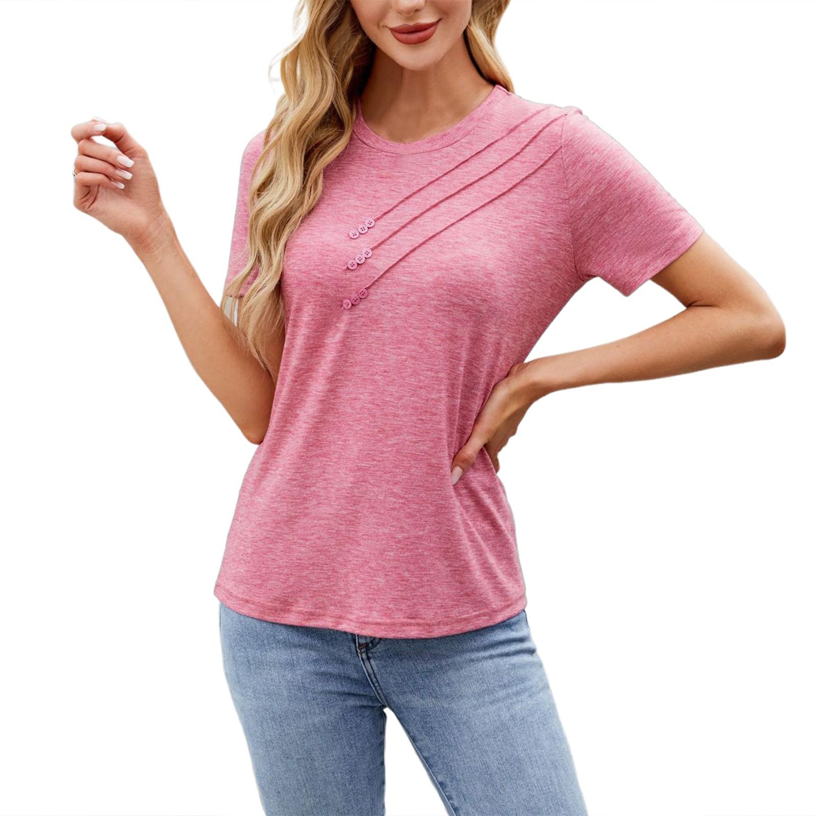 

Women s Casual Fashion Comfortable Round Neck Loose-Fit Top XL кавун червоний колір