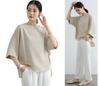 Dolman Summer Short Loose Body Cut and Summer Elegant [fourfivesixharu] Women's Blouse, Sleeve, Top, T-Shirt, Sleeve, 5/8 Sleeve, Fit, Pullover,