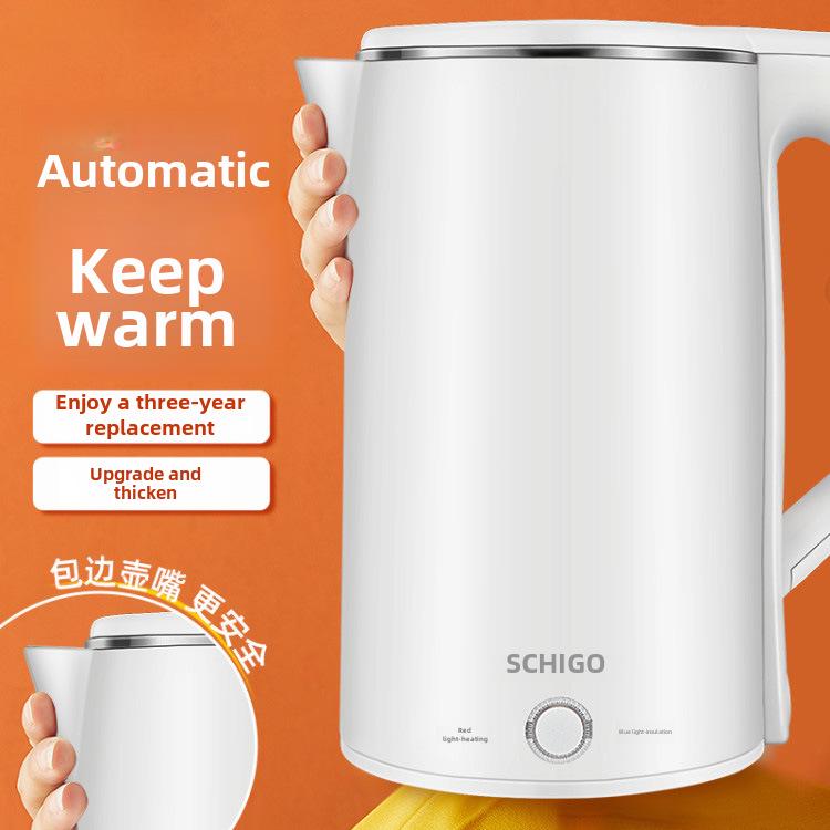 Chigo Electric Kettle: Double-Layer, Anti-Scalding, Auto Power-Off, Constant Temperature.
