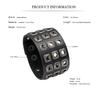 Retro Rivet Wide Genuine Leather Bracelet Fashion Jewelry Rock Punk Adjustable Length Bracelets Men Wristband Bangle