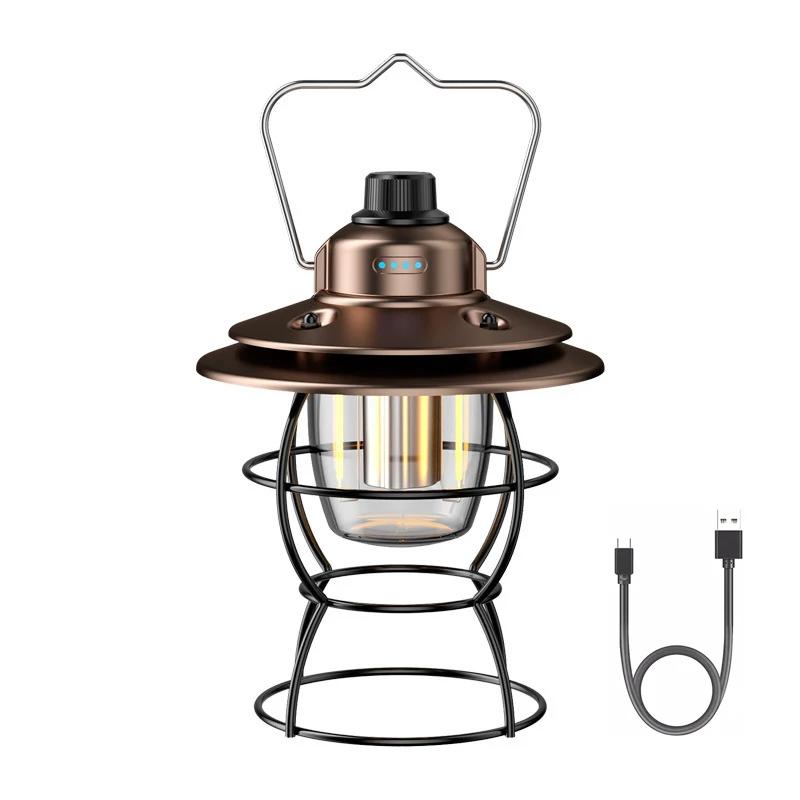 

Портативный винтажный ретро-фонарь для кемпинга, освещение палатки, винтажный фонарь, украшение, водонепроницаемый, для улицы, сада, газона, дорожки 3