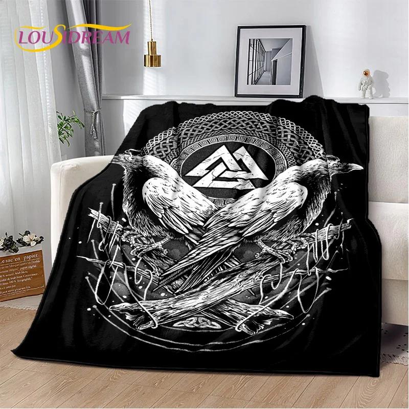 3D Viking Odin Valhalla Nordic Mythology Cartoon Blanket,Soft Throw Blanket for Home Bedroom Bed Sofa Picnic Office Travel Cover