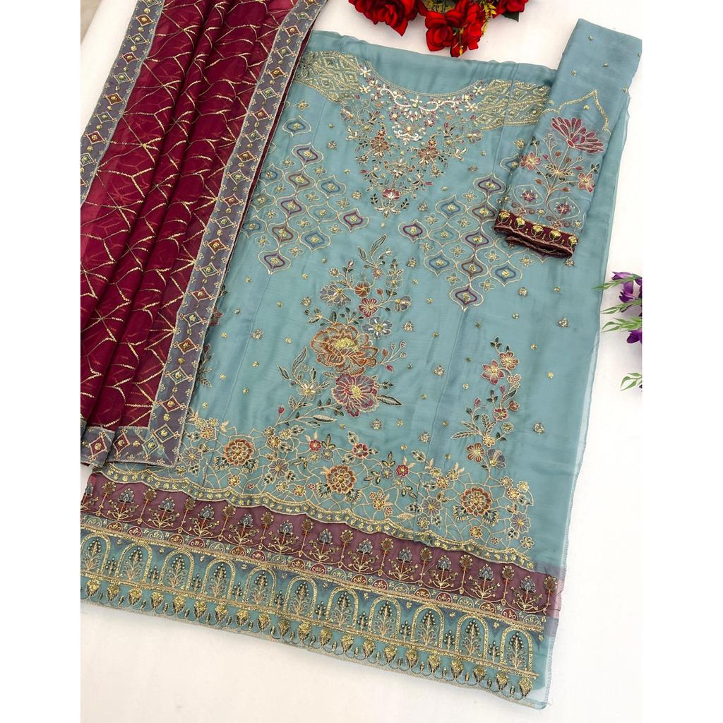 Heavy Chiffon Pakisatni Salwar Kameez Designer Bollywood Ethnic Salwar Suit
