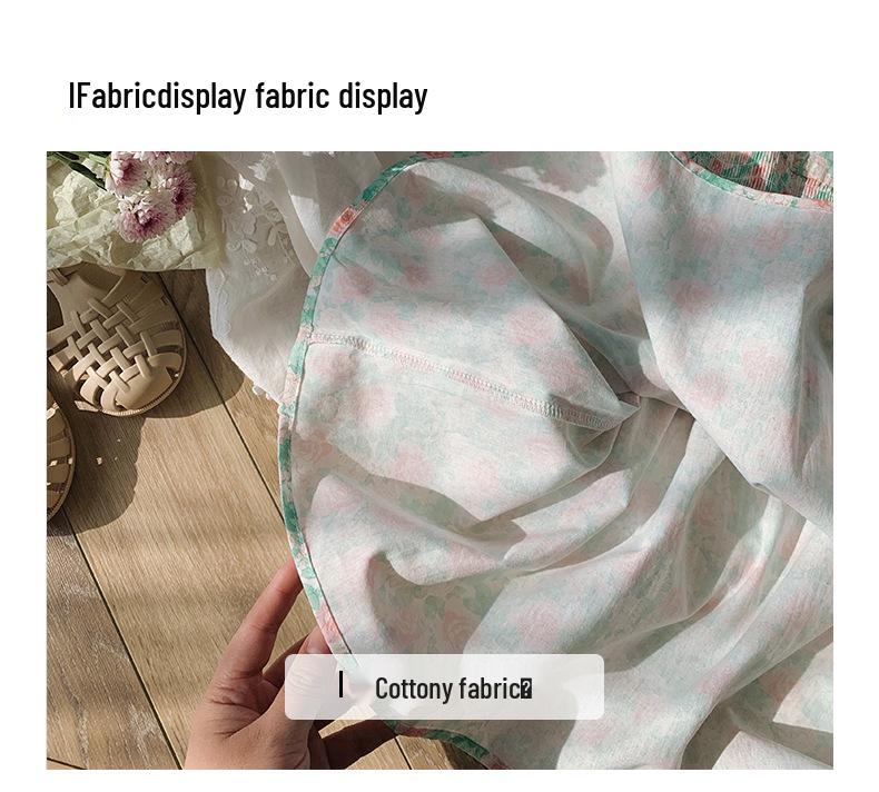 Handmade Floral Smocked Girl's Dress with Peter Pan Collar - Summer 2025 French Korean Style