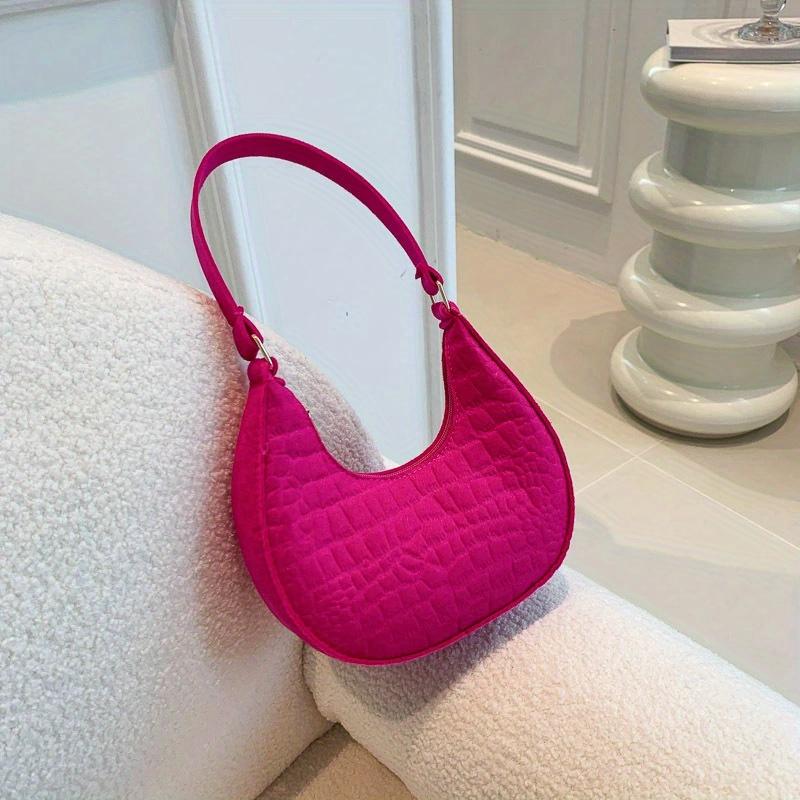 

Women s Chic Black Crescent Bag Solid Color Zipper Closure Handbag, Durable & Lightweight for Casual & Formal Occasions розы красного