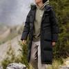 Li Ning CF Adventure Series Solid Color Long Hooded Down Jacket Men Outerwear Black AYMT395-1