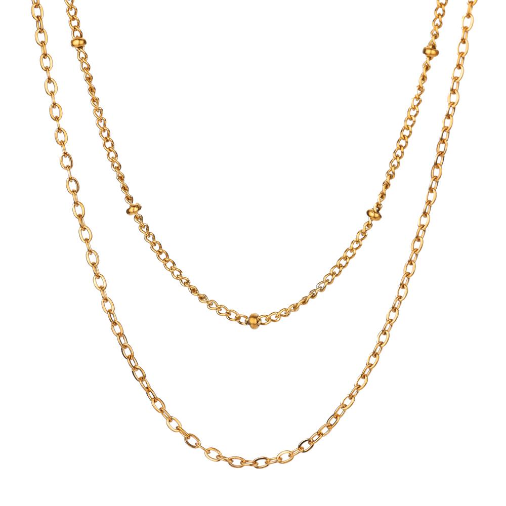 Mehrlagige Halsketten aus Edelstahl für Damen Mode Kubanische Kette Choker Halskette Wasserdichter Schmuck Weihnachtsfeier Geschenk