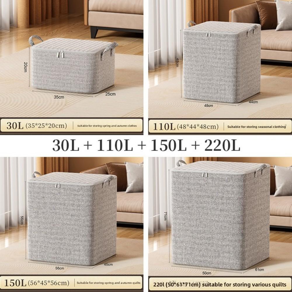 Non-Woven Quilt Storage Bag With Lids Zipper Foldable Clothes Quilt Bins Container Large Capacity Dust-Proof Bag Organize
