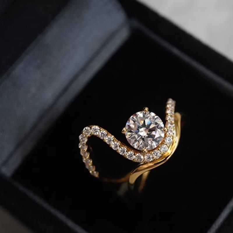 

Кольцо в стиле ретро-вейв с современным дизайном и геометрическим цирконием, регулируемое, для модных женщин J4646