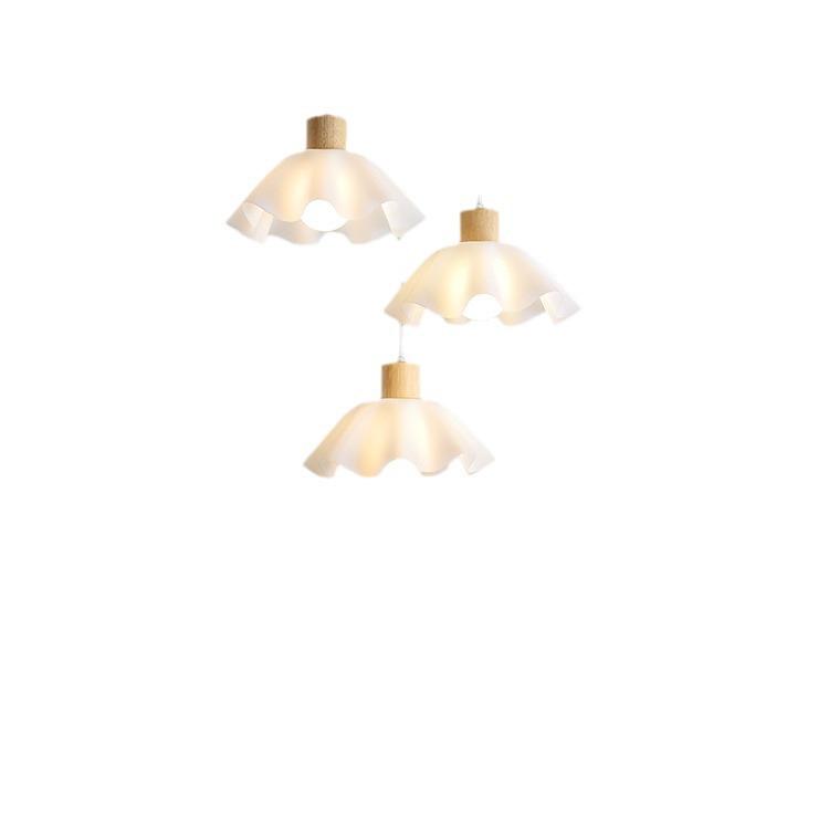 Candelabru nordic japonez Wabi-Sabi din lemn pentru noptieră și sufragerie, design cu flori crem