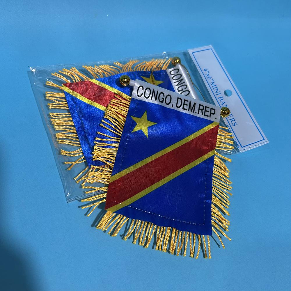 Congo Car Window Flag 8*12cm Polyester Double Side Printed Congo Hanging Pennant Flags Congo Mini Flag