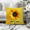 White Daisy Floral Print Pillowcase  Bright Yellow Boho Style Polyester Cushion Cover for Sofa Bed Spring Home Decor