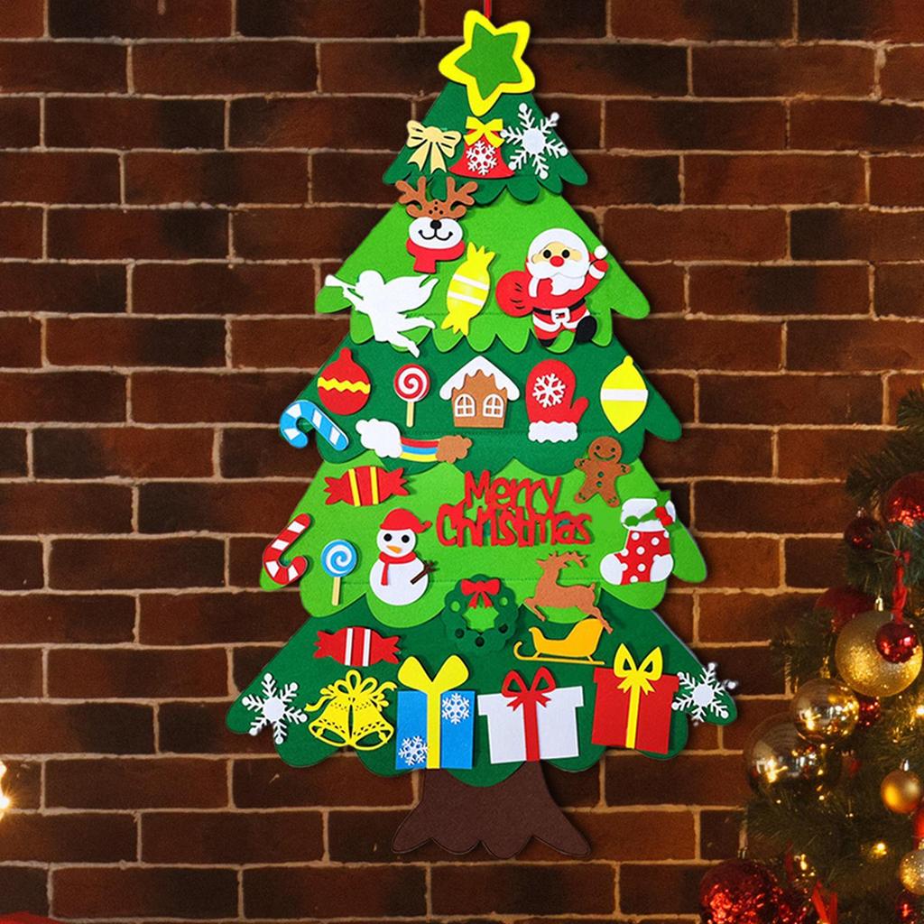 Felt Wall Christmas Tree Ornament Fun Handmade Toy Wall Felt Christmas Tree For Girl Kids Adults Nurseries Classrooms Living