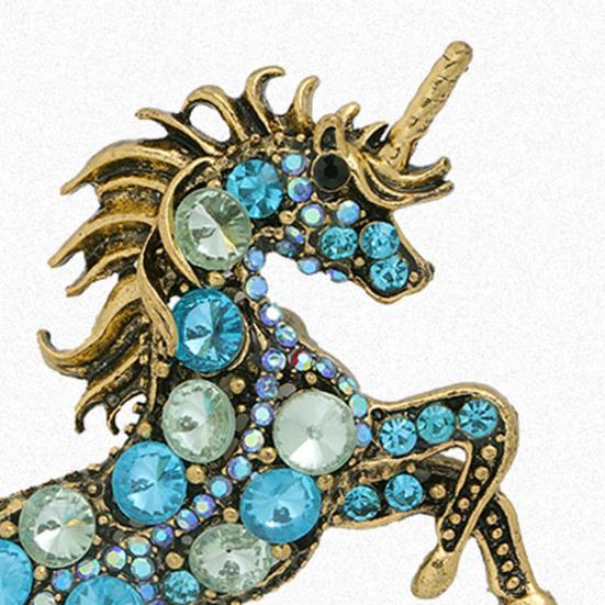 Retro Unicorn Brooch Rhinestones Inlaid Unicorn Lapel Pin Artistic Unicorn Brooch Pin Men Women Outfit Accessory for Clothes Scarves Bags Hats