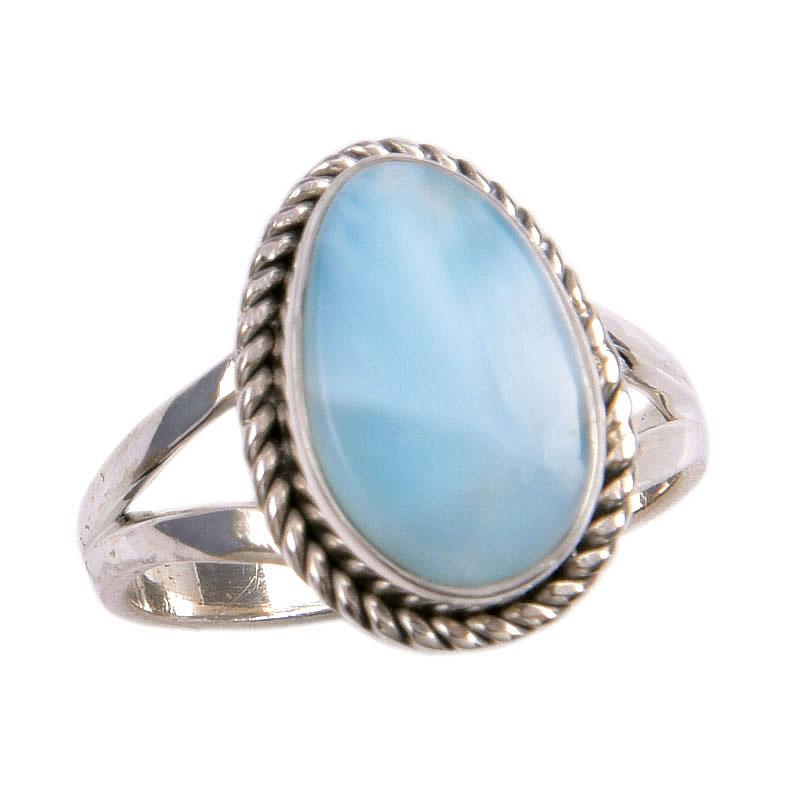 Natural Republic Larimar Gemstone 925 Sterling Silver Jewelry Ring Size 5.5 H2i71