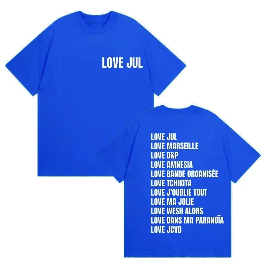 Love Jul France Rapper Album Print T Shirt Unisex Women Vintage Fashion Short Sleeve Tshirts Casual Oversized Cotton Tshirt