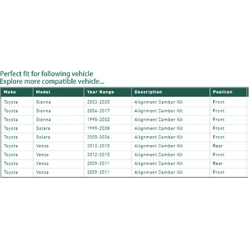 2Pcs Alignment Camber Kit, K90477 Alignment Cam Bolt Kit For Toyota Camry 1983-, Corolla 2009-, RAV4 2006-, Premium Adjusting Bolt Kit For Lexus