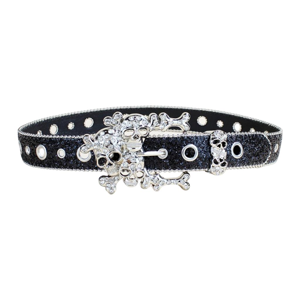 Cool Blingbling Rhinestones Belt for Women Western Cowgirl Styles with Punk PU Leather Designs Sequins for Various Event