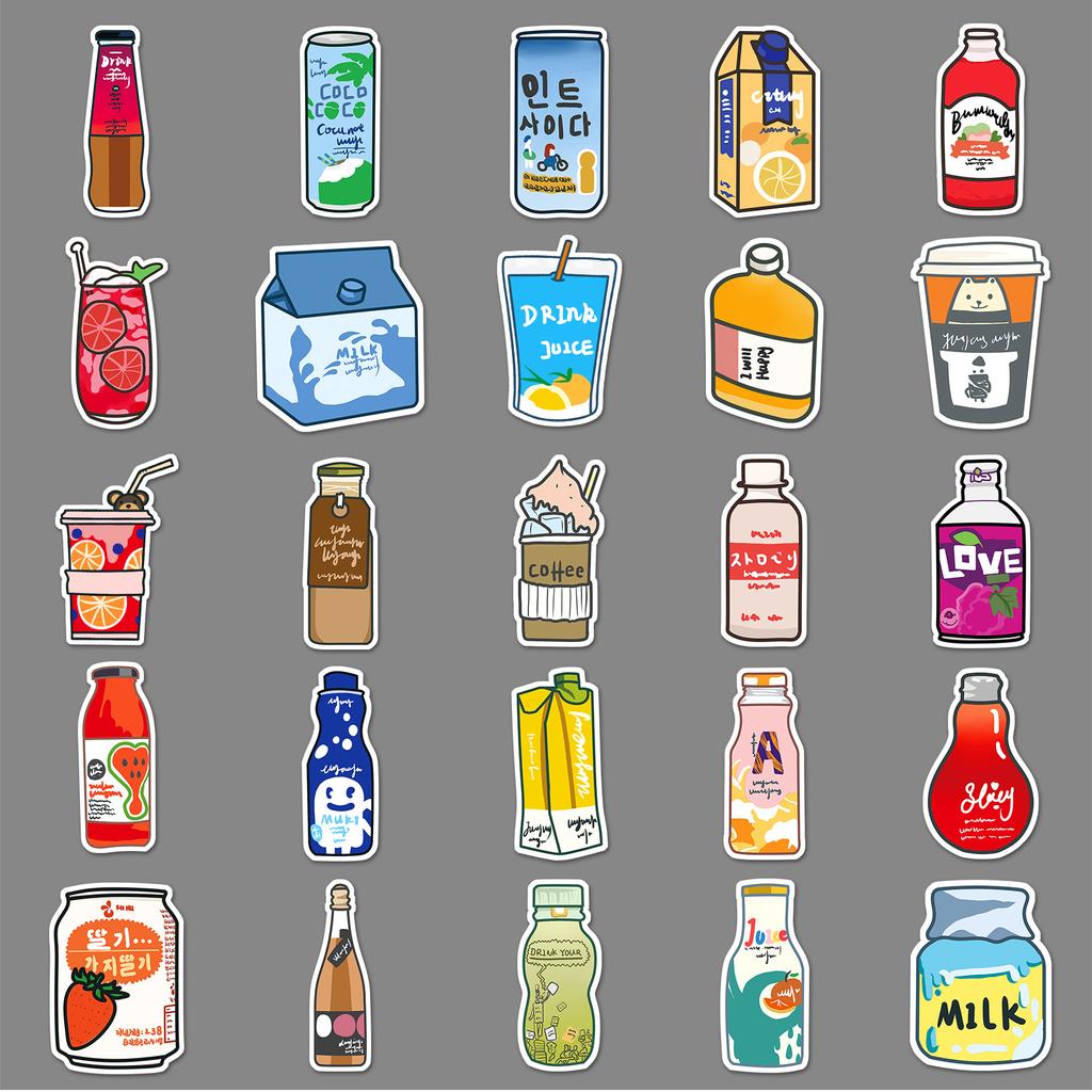 50 Drink Bottles Doodle Personalized Cartoon Hand-drawn Children's Hand-book DIY Water Cup Suitcase Sticker Waterproof