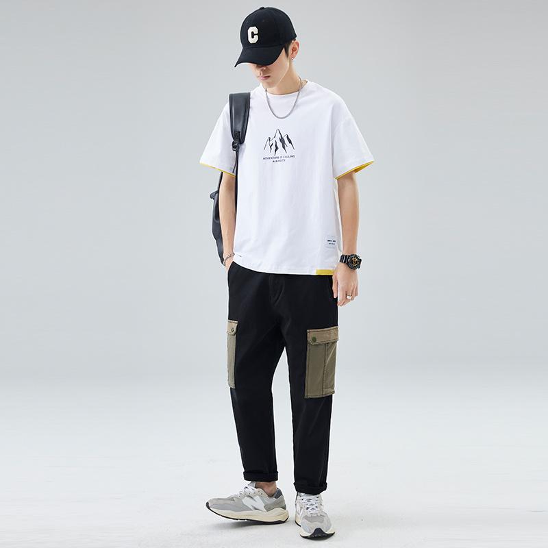 Men's Casual White Short-Sleeve Summer T-Shirt