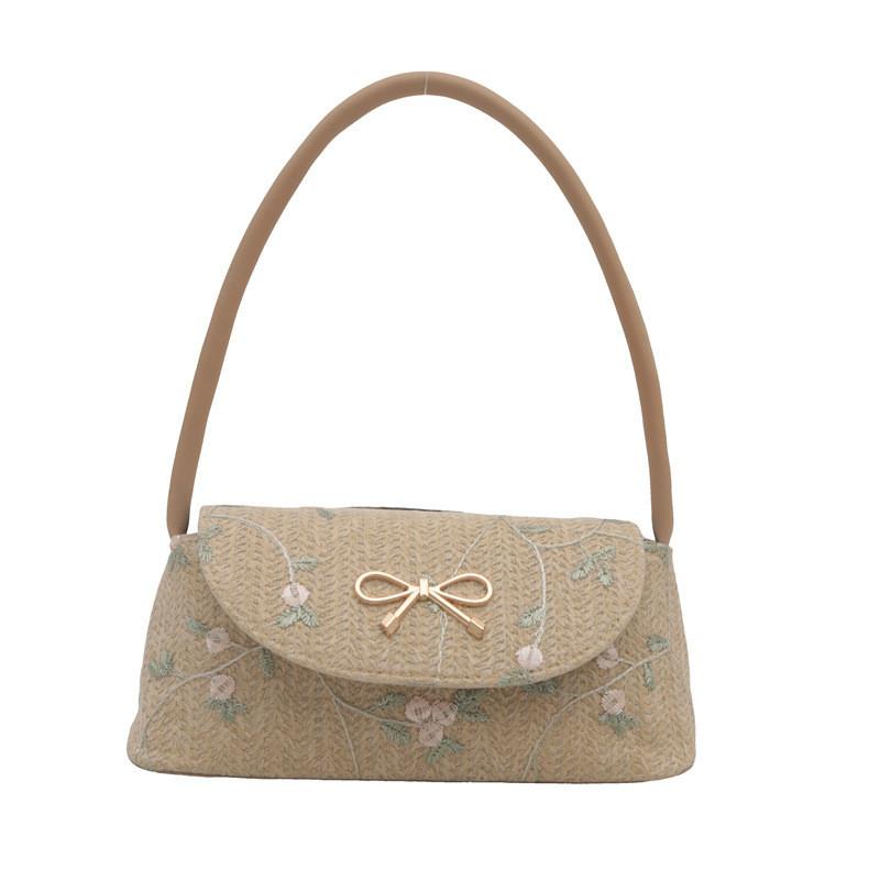 Chic Retro Underarm Bag With Butterfly Knot Feature Ideal For Daily Use Stylish Pu Material хаки