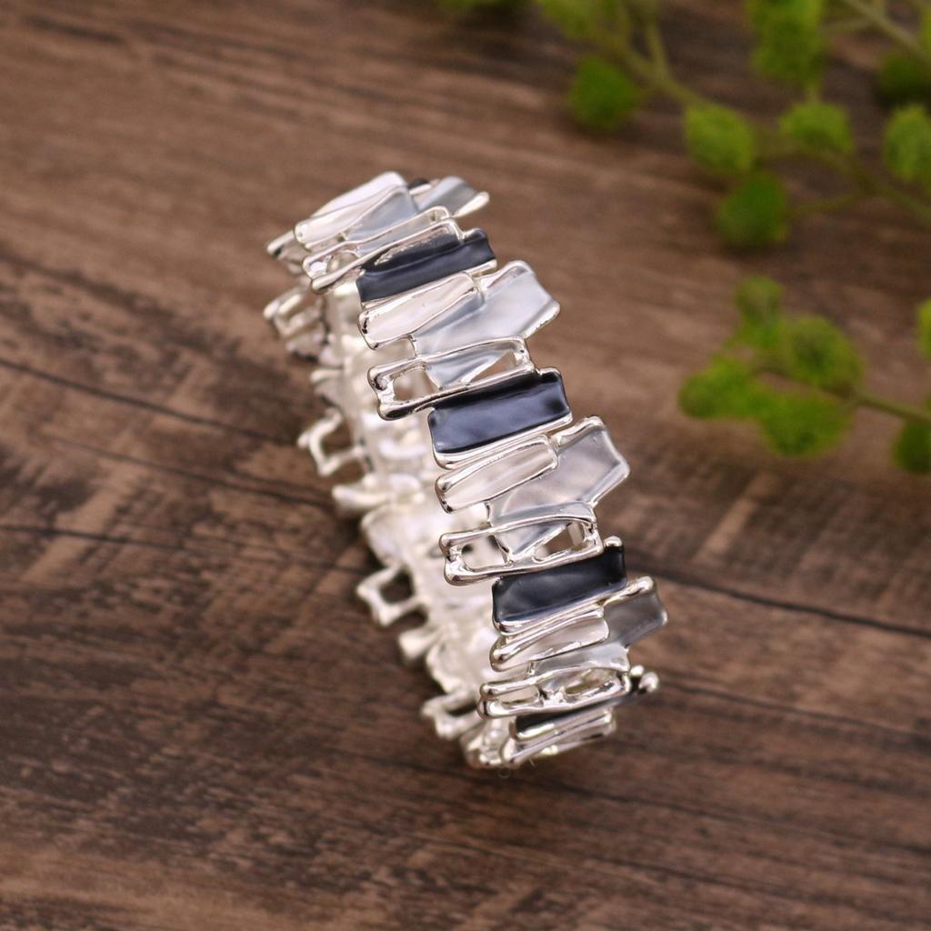 New irregular color dripping alloy bracelet, hand-painted oil geometric splicing women's bracelet