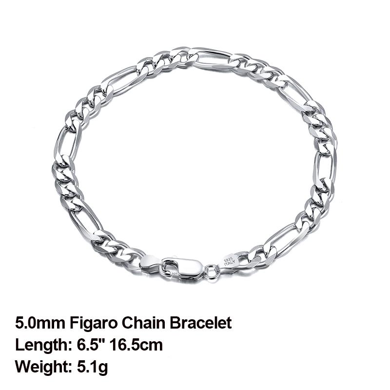 

ORSA JEWELS 925 Silver Punk 6.5mm Diamond-Cut Figaro Link Chain Bracelet for Women Men Jewelry 6.5/7/7.5/8 Inch SB108