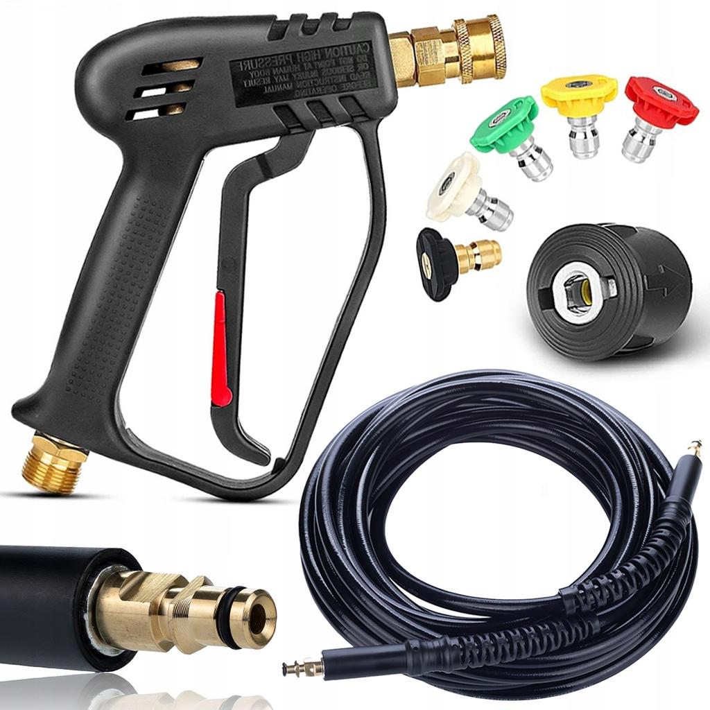 Rosfix Set für Kärcher Hochdruckreiniger K2–K7 – Hochdruckpistole mit 5 Düsen + 10 m Schlauch CLICK/CLICK | Bis 160 Bar | Flexibel, Schnelle Montage