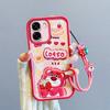 KEYSION Stoßfeste Hülle für OPPO A6x 5G mit Lanyard Weiches Silikon Niedliche 3D Cartoon-Puppe Handy-Rückseite für OPPO A6t 5G