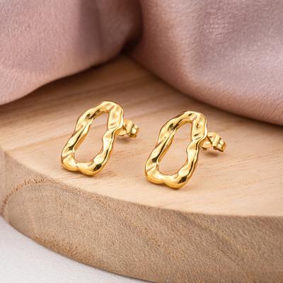 Retro Irregular Lava Texture Stud Earrings Simple Cold Wind Stainless Steel Earrings Individual Geometric Tide Earrings