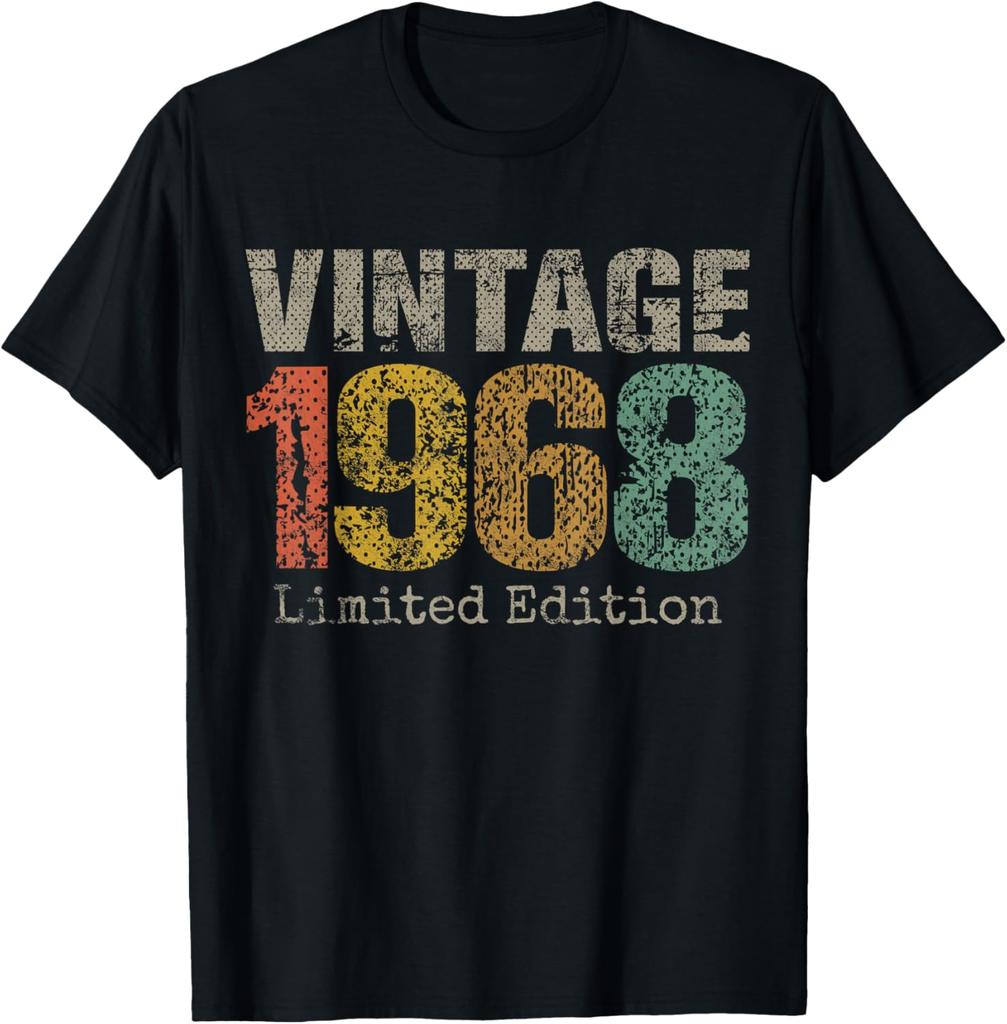 Vintage 1968 Limited Edition 57th Birthday Gifts 57 Year Old T-Shirt Graphic T Shirts Casual Mens Clothing Camiseta Hombre