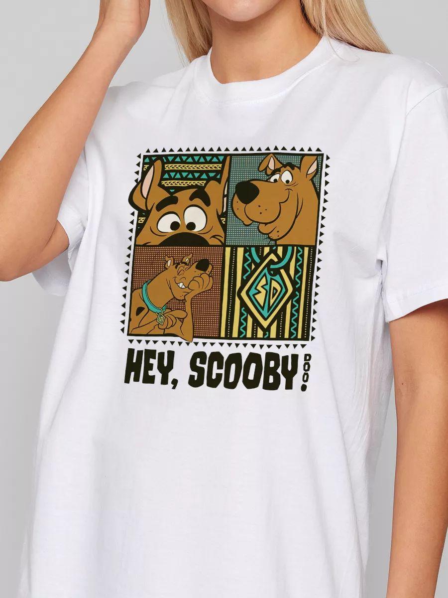 White cotton oversized Scooby‑Doo print T‑shirt S