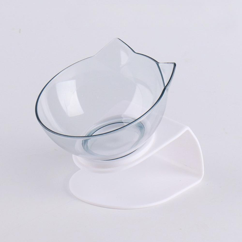 15 Degree Tilted Orthopedic Cat Bowl Cute Cat Ear Non-Slip Transparent Double Food Water Bowls Detachable Pet Feeder Supplies
