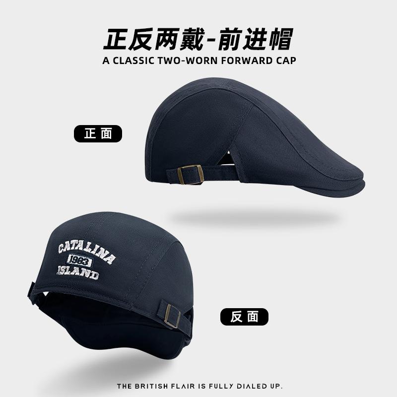 

Retro front and back wearing letters forward hat women s spring summer versatile face small beret men s and women s versatile cap 56-60CM